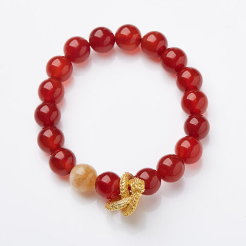 Luck Karma Golden Dragon Charm Selection Bracelet Red Agate Black Obsidian Amethyst Zircon Bracelet