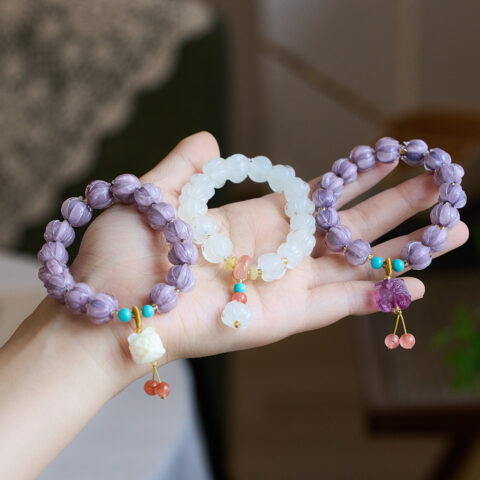 Luck Karma Start New Story Bracelet – Lavender Amethyst, White Jade , Turquoise Accents